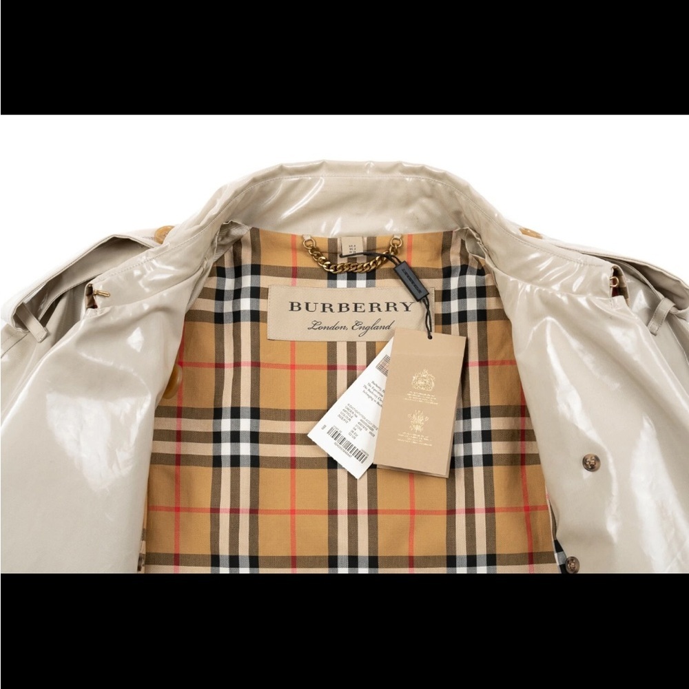🇬🇧NWT Burberry Eastheath Vinyl Laminated Trench Coat Woman’s Size 12 - Picture 11 of 14